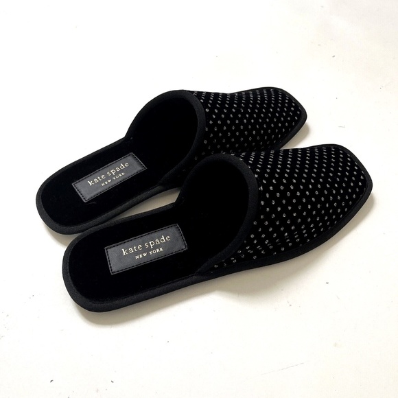 NEW  kate spade new york dove velvet slipper slip on shoes in Black Glitter NIB - Picture 7 of 7